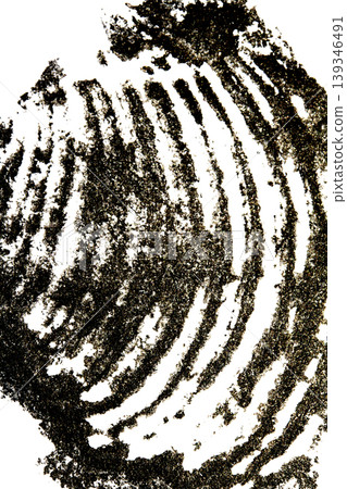 Black ink lines, blots and pressed patterns on a white background 139346491