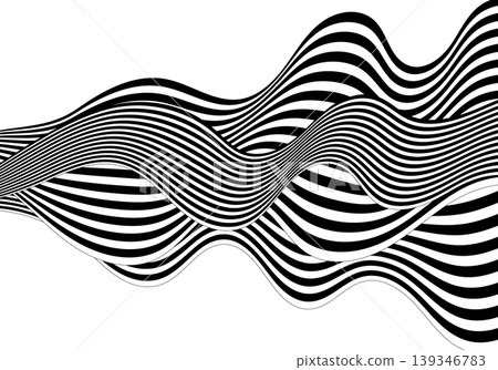 Abstract vector background with black and white wavy lines and optical illusion of movement. Eps 10 Abstract vector background with black and white wavy lines and optical illusion of movement. Eps 10 139346783