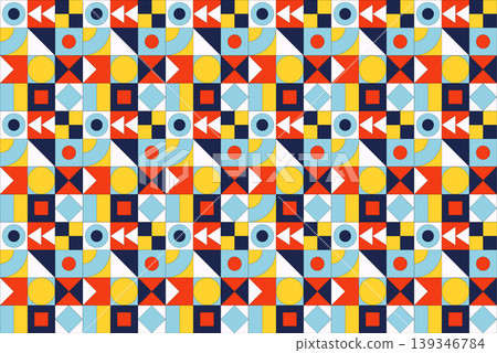 Seamless mid-century modern geometric pattern with vibrant shapes. Eps 10 Seamless mid-century modern geometric pattern with vibrant shapes. Eps 10 139346784