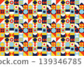 Seamless Bauhaus geometric pattern with abstract shapes and vibrant colors. Eps 10 139346785