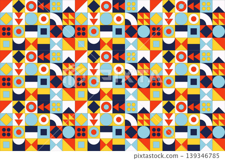 Seamless Bauhaus geometric pattern with abstract shapes and vibrant colors. Eps 10 Seamless Bauhaus geometric pattern with abstract shapes and vibrant colors. Eps 10 139346785