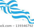 Abstract blue and white striped wavy ribbon, isolated on white background. Eps 10 139346792