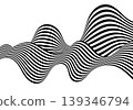 Abstract black and white striped wavy surface, optical illusion, 3D render. Eps 10 139346794