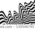 Abstract black and white striped wavy surface optical illusion of movement on white background. Eps 10 139346795