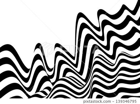 Abstract black and white striped wavy surface optical illusion of movement on white background. Eps 10 Abstract black and white striped wavy surface optical illusion of movement on white background. Eps 10 139346795