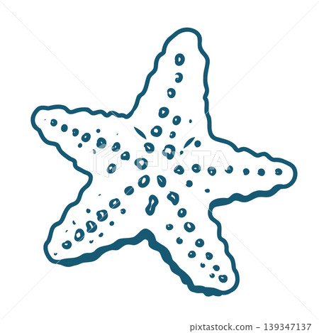 Hand drawn starfish vector line art illustration on white background. Hand drawn starfish vector line art illustration on white background. 139347137