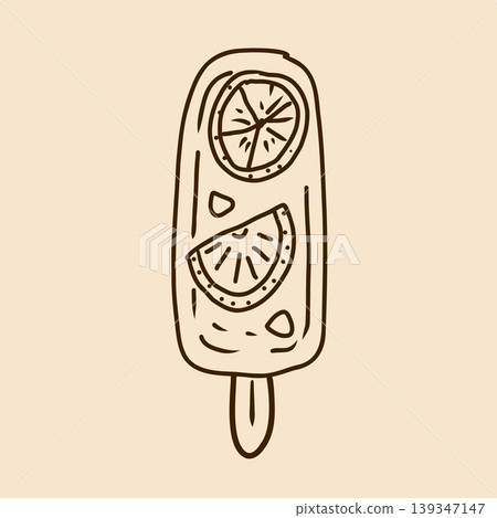 Vector hand drawn doodle illustration of ice cream. Line art illustration perfect for summer design. Vector hand drawn doodle illustration of ice cream. Line art illustration perfect for summer design. 139347147