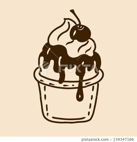 Vector hand drawn doodle illustration of ice cream. Line art illustration perfect for summer design. Vector hand drawn doodle illustration of ice cream. Line art illustration perfect for summer design. 139347166