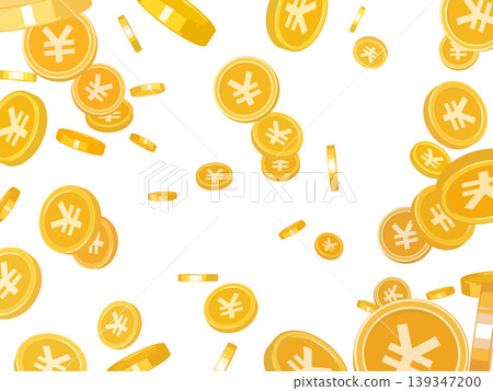 一張日元硬幣爆炸的簡單插圖。 139347200