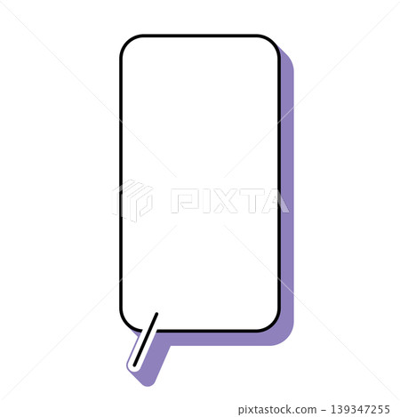 Simple vertical, elongated speech bubble illustration with rounded corners on a white background. Simple vertical, elongated speech bubble illustration with rounded corners on a white background. 139347255