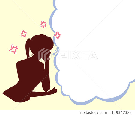 一個惱怒的女人（剪影）（對話框） 139347385