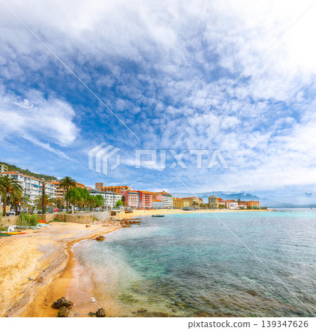 Gorgeous morning cityscape of the waterfront and the city of Ajaccio. Gorgeous morning cityscape of the waterfront and the city of Ajaccio. 139347626