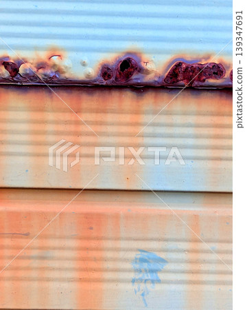 Lined rusted and painted weathered metal background patina Lined rusted and painted weathered metal background patina 139347691