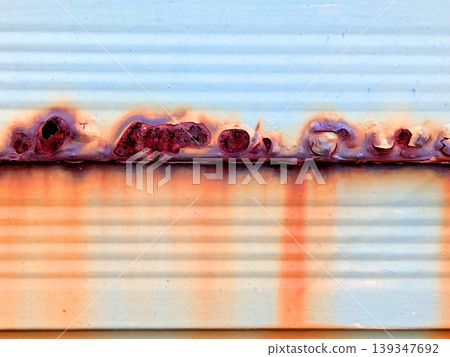Lined rusted and painted weathered metal background patina Lined rusted and painted weathered metal background patina 139347692