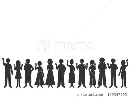 Silhouettes of people standing and waving Silhouettes of people standing and waving 139347895