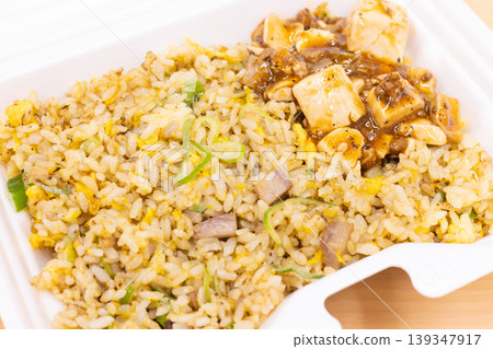 Delicious Mapo Tofu and Roast Pork Fried Rice 139347917