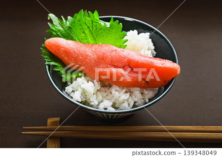 Mentaiko (spicy cod roe) served on white rice Mentaiko (spicy cod roe) served on white rice 139348049