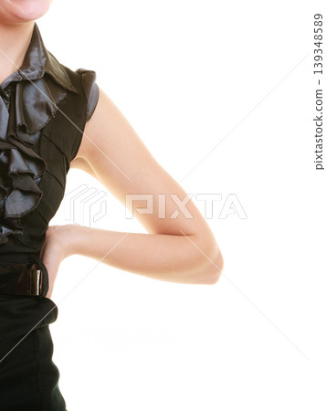 Part of body woman with backache back pain. Part of body woman with backache back pain. 139348589