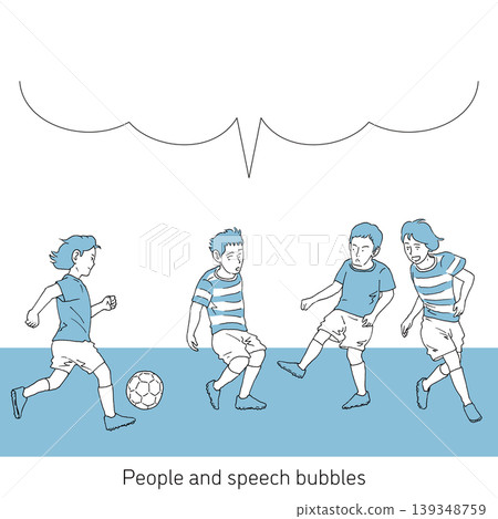 Four men play soccer Four men play soccer 139348759