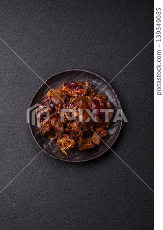 Chicken, duck, or goose liver with plums, onions, and spices. Chicken liver Chicken, duck, or goose liver with plums, onions, and spices. Chicken liver 139349085