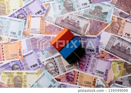 Cargo containers on the Indian money as a conceptual backdrop for goods export. Cargo containers Cargo containers on the Indian money as a conceptual backdrop for goods export. Cargo containers 139349099