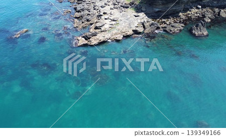 Aerial view of the natural scenery of the Chihaze River estuary and the Sea of Japan in Shimamaki Village, Hokkaido. Aerial view of the natural scenery of the Chihaze River estuary and the Sea of Japan in Shimamaki Village, Hokkaido. 139349166