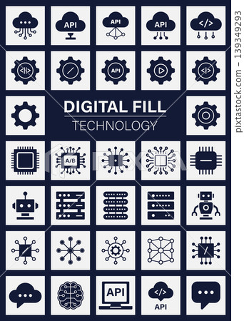 Digital technology icon set flat vector 139349293