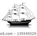 Sailboat whit reflection in illustrator 139349329
