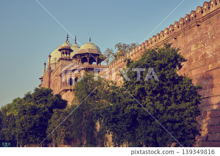 Taj Mahal mosque in Agra town, India 139349816