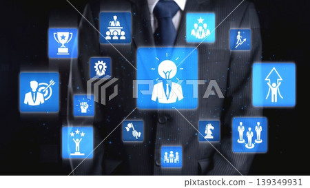 Leadership icons symbolize teamwork, vision, and decision-making. Gist Leadership icons symbolize teamwork, vision, and decision-making. Gist 139349931