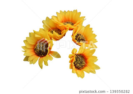 Sunflower heads creating a decorative border detail 139350282