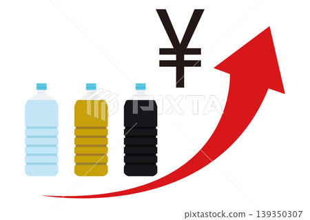 A simple illustration showing price increases and price hikes for large PET bottle beverages. 139350307