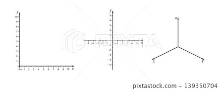 Cartesian coordinate system. vector illustration. template for drawing graphs of trigonometric functions Cartesian coordinate system. vector illustration. template for drawing graphs of trigonometric functions 139350704