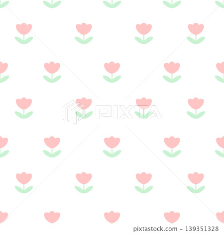 Seamless cute tulip pattern with pastel flowers minimal spring vector Seamless cute tulip pattern with pastel flowers minimal spring vector 139351328