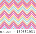 Traditional ripple line Ikat geometric tile pattern. Abstract zig-zag ornament. Tribal ethnic texture. Seamless striped pattern in authentic style. Asian Motif embroidery design for texture, 139351931