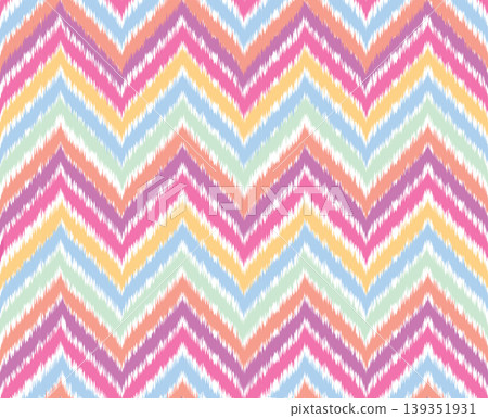 Traditional ripple line Ikat geometric tile pattern. Abstract zig-zag ornament. Tribal ethnic texture. Seamless striped pattern in authentic style. Asian Motif embroidery design for texture, Traditional ripple line Ikat geometric tile pattern. Abstract zig-zag ornament. Tribal ethnic texture. Seamless striped pattern in authentic style. Asian Motif embroidery design for texture, 139351931