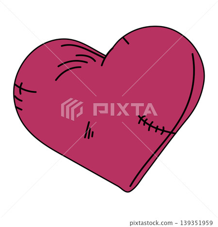 Pastel goth stitched heart vector illustration creepy cute broken heart art 139351959