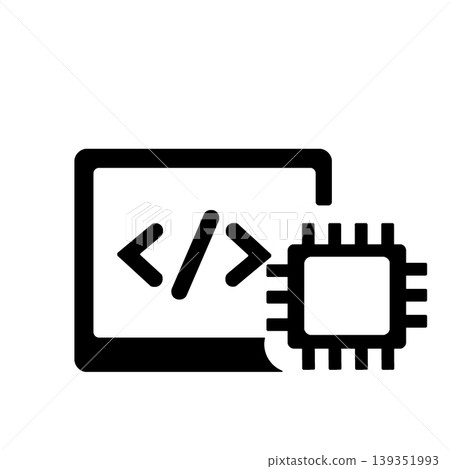 AI-powered code generation and programming development icon (black) 139351993