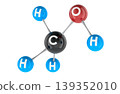 Methanol CH3OH molecule model. 3D rendering 139352010