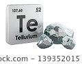 Tellurium element tile with tellurium metal samples. 3d rendering 139352015
