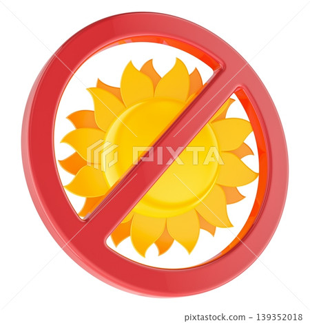 Yellow Sun with prohibition sign. 3D rendering Yellow Sun with prohibition sign. 3D rendering 139352018