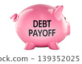 Debt Payoff concept with piggy bank. 3D rendering 139352025
