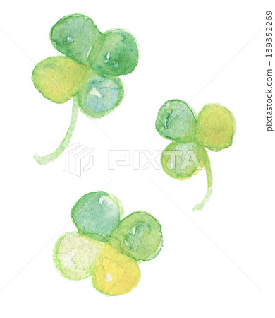 水彩四葉草 - 柔和的手繪自然插畫素材 水彩四葉草 - 柔和的手繪自然插畫素材 139352269