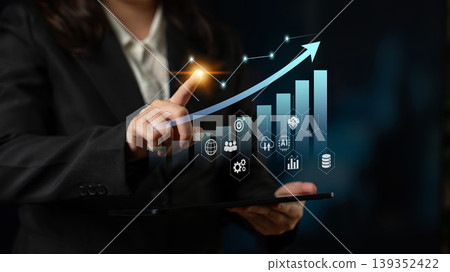 Business growth strategy and performance trend analysis concept Parse 139352422