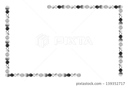 [Transparent background] L-shaped corner decorative frame with connected circles 139352717