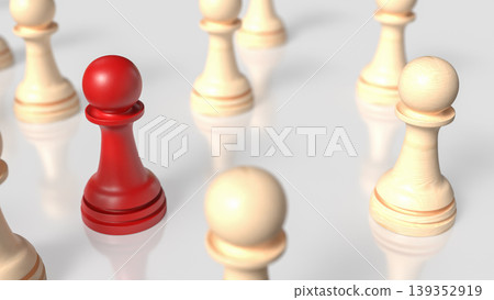Red Chess Pawn Leadership Strategy 3d render. Red Chess Pawn Leadership Strategy 3d render. 139352919