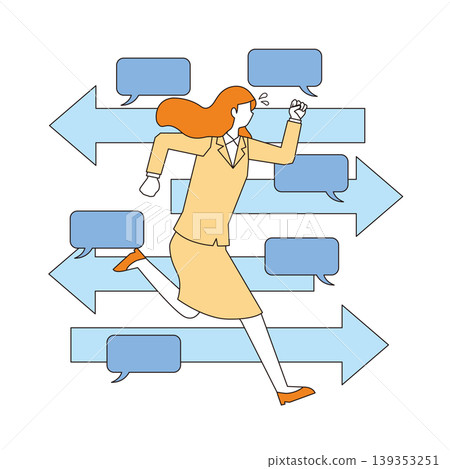 A woman running around busily A woman running around busily 139353251