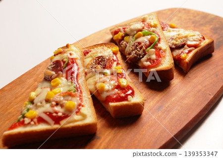 Two perfectly toasted pizza slices Two perfectly toasted pizza slices 139353347