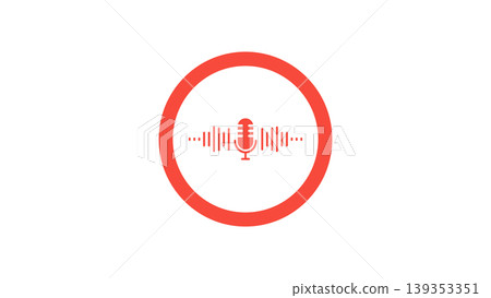 Microphone Icon With Soundwave In Circular Frame Audio Recording, Podcast And Voice Interface Microphone Icon With Soundwave In Circular Frame Audio Recording, Podcast And Voice Interface 139353351