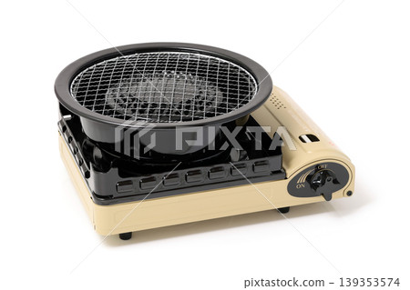 Portable gas stove and grill plate 139353574